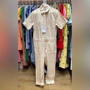 Everlane Beige Button-Up Jumpsuit